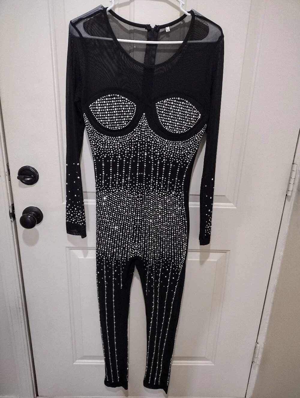 Woman's Embellishment/Beaded  Sheer Onepiece Jumpsuit